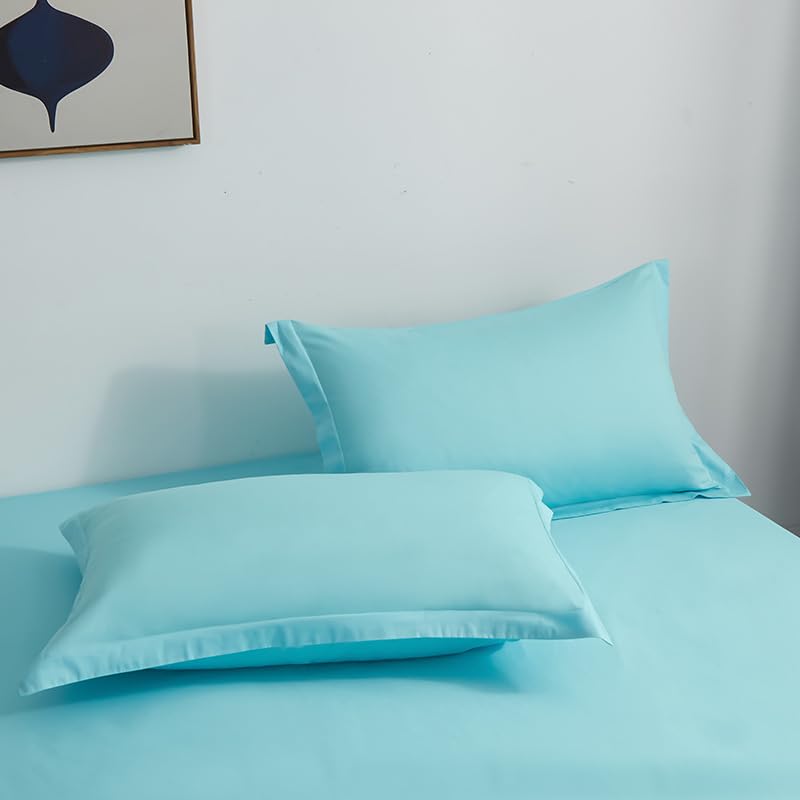 Taie d'oreiller 47x74 cm en coton premium bleu layette pour un sommeil haut de gamme
