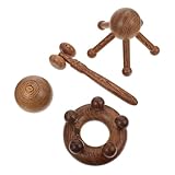HAWILLOSCH Juego de Herramientas de Masaje Corporal Completo 4 Piezas Masajeador de Madera para La Salud Portátil Fácil de Almacenar