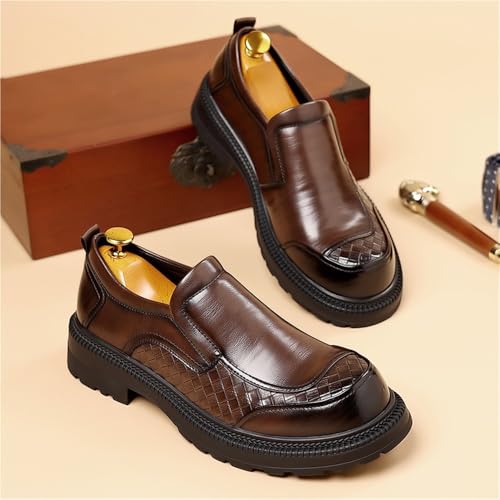 Men's Slip-On Dress Shoes for Wedding Business Formal Genuine Leather Spring Platform Sole Comfortable Oxfords3
