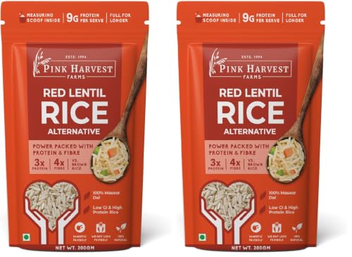 Image of Pink Harvest Farms Red Lentil Rice Alternative, 200g | Diabetic-Friendly | High Protein | Low GI | Gluten-Free | Plant-Based | Healthy Rice Substitute (Pack of 2)