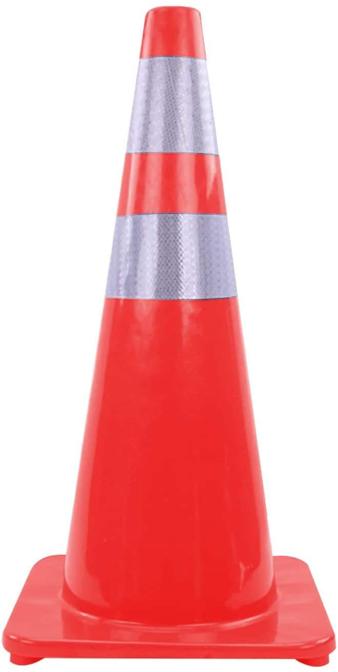Cônes de signalisation routière durables en PVC, cônes de sécurité portatifs Rouges, cônes de Construction lestés avec col réfléchissant, pour Le stationnement, la Formation à la Conduite et