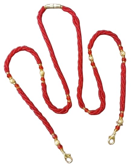 Traditional Red Plated Copper Brass Stylish Red Golden Chain Mangalsutra for Women[Handmade] 24 Inches Chain-image-47