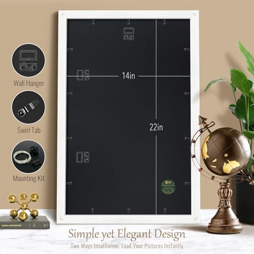 Image of VCK 14x22 Frames 3 Pack, White Poster Frame MDF Wood with Polished Plexiglass, Wall Mounting Horizontal & Vertical Display