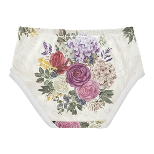 Cotton Toddler Underwear Floral Vintage Watercolor Roses Little Girl Panties Florals Briefs Kids Undies 2t2