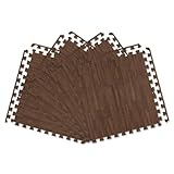 WEIMALL ジョイントマット 木目調 6畳用 大判60cm 厚さ2cm サイドパーツ付き 床暖房対応 ベビーフロアマット 赤ちゃん 防音 抗菌 ノンホルムアルデヒド (ブラウン,32枚セット) FCA0660M2