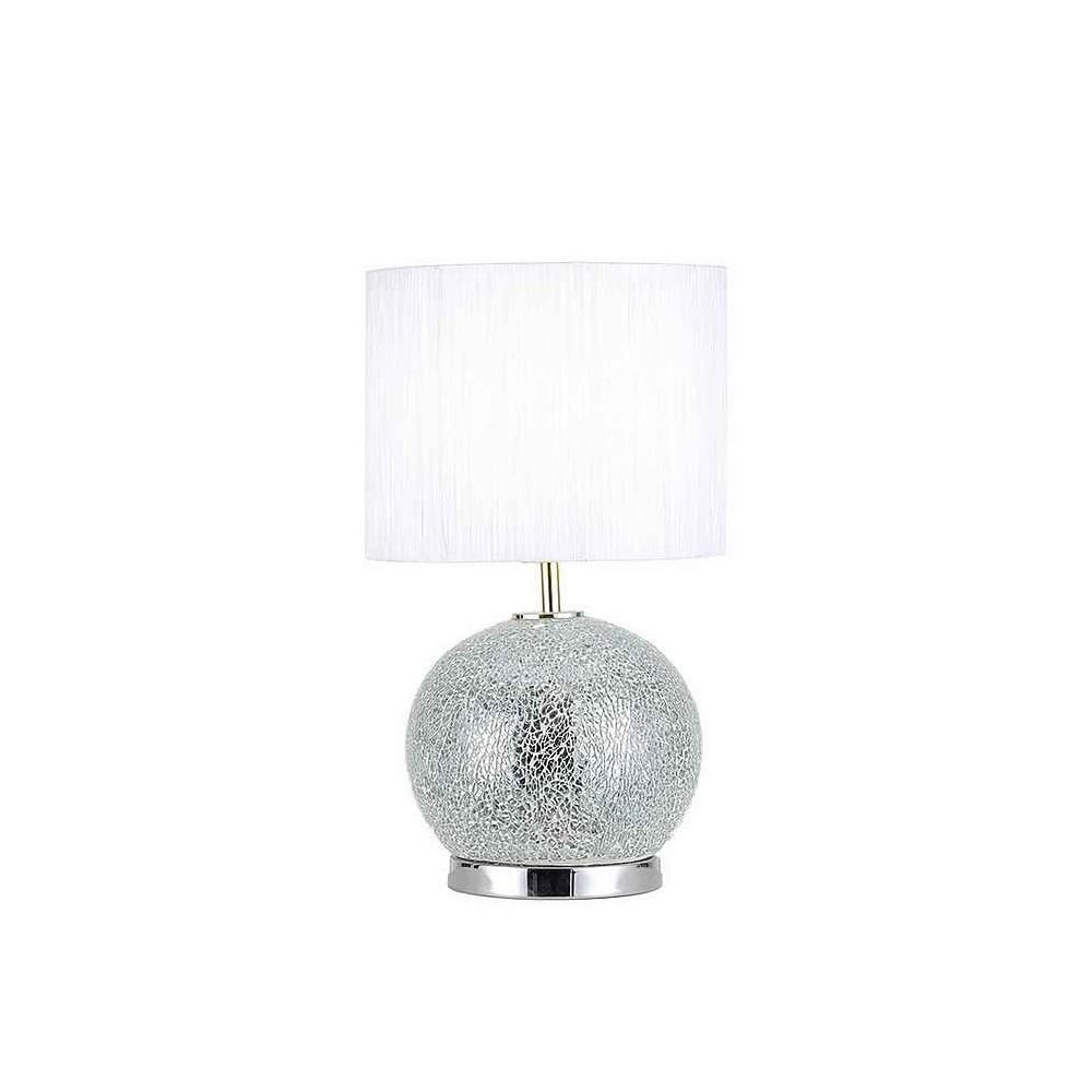 Sobremesa Cristal Secoya 1xe27+LED 5W 4000K 2 Encend.indep 50x30x30 Cm Mosaico Espejo/cromo C/pant Blanca
