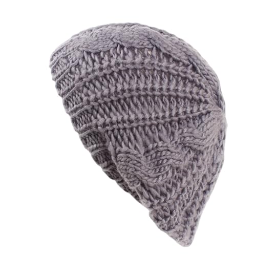Béret femme et bonnet d'hiver en tricot gris idéal pour vos promenades en ville