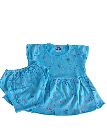 Image of Baby Girl Cotton A-Line Frock with Pant Combo (Pack of 3)