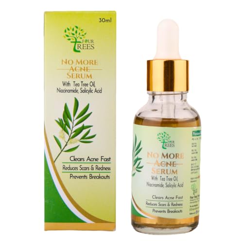 Image of Four Trees No More Acne Serum For Face | With Tea Tree Oil, Salicylic Acid and Niacinamide Serum | For Men & Women | 30ml | Clears Acne, Reduces Scars, Prevents Breakouts
