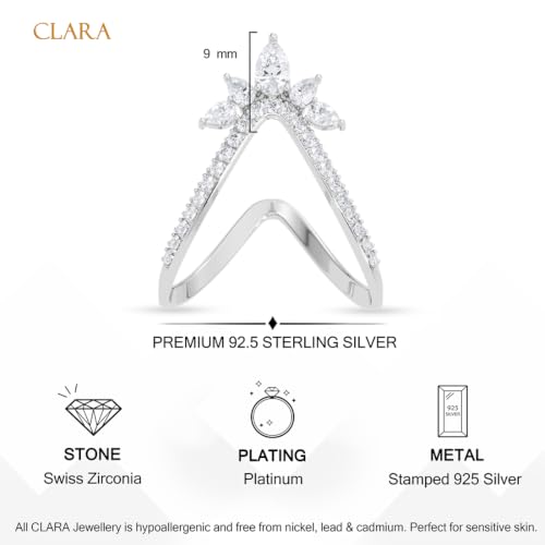 Image of Clara 925 Sterling Silver Vanki Adjustable Ring for Women Platinum Plated | Gift for Women & Girls | Rakhi Rakshabandhan Gift for Sister Bhabhi |Swiss Zirconia | Elegant Design