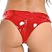 Linjinx Women's Patent Letaher Metallic Low Rise G-String Thong Zipper Micro Panties Lingerie Red Small