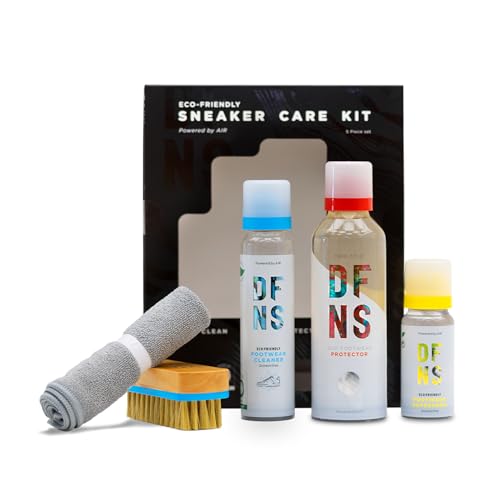 DFNS Sneaker Care Kit, with Footwear Protector Spray (150ml), Shoe Cleaner (75ml), Refresher (35ml) & Premium Cleaning Brush, Removes Dirt Stains & Protects Footwear, Shoe Care Gift Set