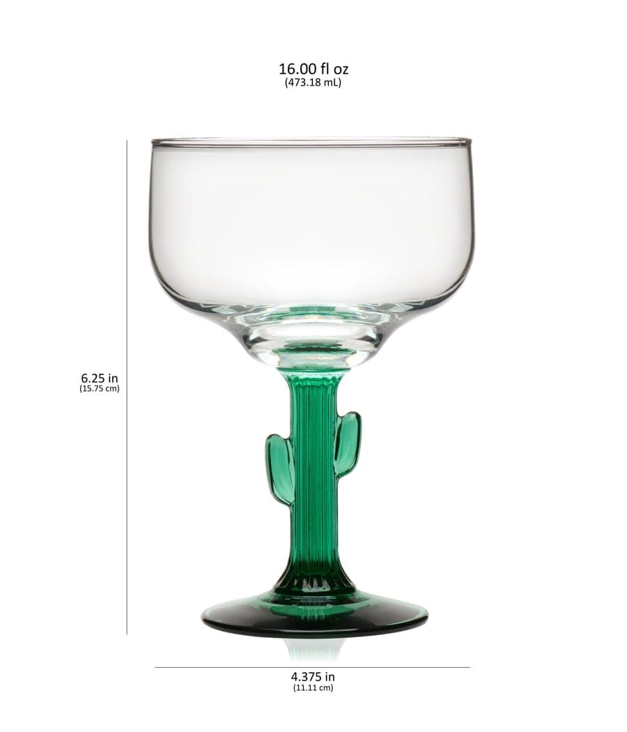 Libbey Cactus Margarita - Set di 4 bicchieri 12 oz Green and Clear