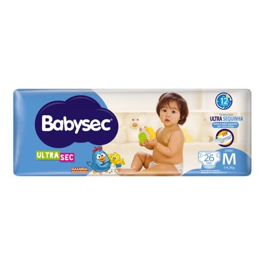 Fralda Babysec Ultrasec Galinha Pintadinha, M, 26 unidades, Azul