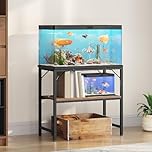 MAHANCRIS Fish Tank Stand, 30 Gallon Aquarium Stand, Fish Tank Rack with Shelf, 2-Tier Reptile Tank Rack, for Living Room, Home Office, 76 x 30 x 62 cm(L x W x H), Rustic Brown and Black AFTHR3001