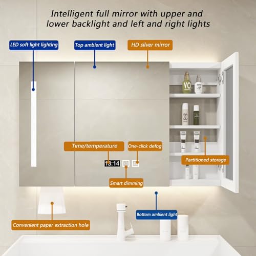 Miroir de salle de bain avec rangement antibuée pour le matin - 5