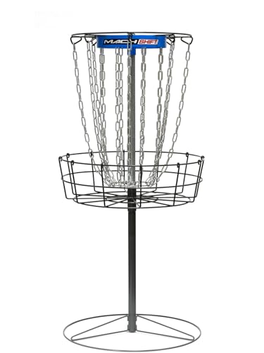 DGA Disc Golf Mach Shift 3-in-1 Portable Adjustable Disc Golf Basket Blue