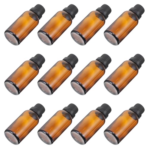 Uonlytech 12 Piezas Botella para Aceites Esenciales de 15ml Color Café con Tapa Perforada y Diseño Portátil a Prueba de Fugas Adecuado para Viajes
