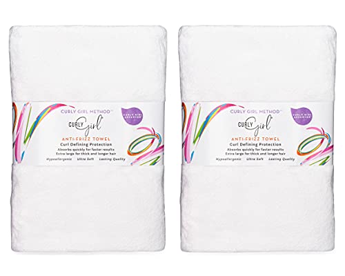 Fini les frisottis avec ce lot de 2 serviettes en microfibre grande taille pour cheveux bouclés - 2