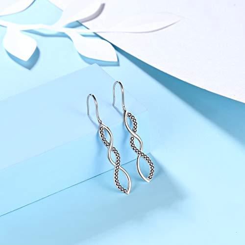 Jewmon 925 Sterling Silver Infinity Drop Dangle Earrings for Women Cubic Zirconia Endless Symbol Infinity Love Hoop Earrings Elegant Wedding Earrings Fine Jewelry Bridesmaid Christmas Day Gift for Her2