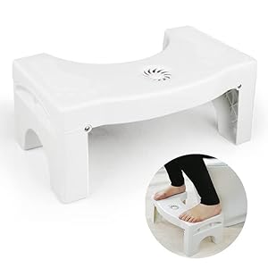 LEUSO Folding Squatting Toilet Stool – Squatting Toilet Stool, Bathroom Toilet Stool, Potty Step Stool, Kids Comfortable Squat Aid Stool with Aromatherapy Clean Toilet Air (White)