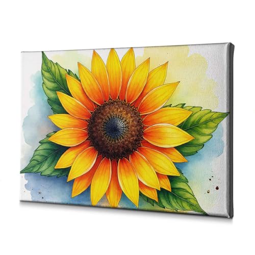 Toile décorative pour salle de bain motif tournesol vif DRPZ tableau floral 40x60