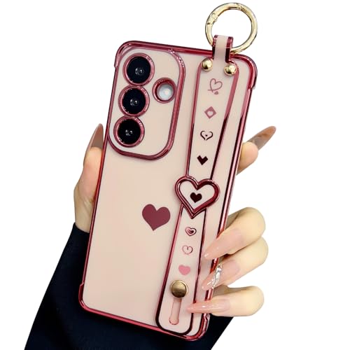 Coque Samsung Galaxy S26 luxueuse en silicone rose avec finitions dorées