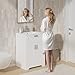 KIGOTY 24 Inch Bathroom Vanity, Bathroom Vanity with Sink, Bathroom Cabinet with Ceramic Basin and Faucet, Undermount Bathroom Sink Cabinets with Flip-Out Drawer, Soft-Closing Doors (White)