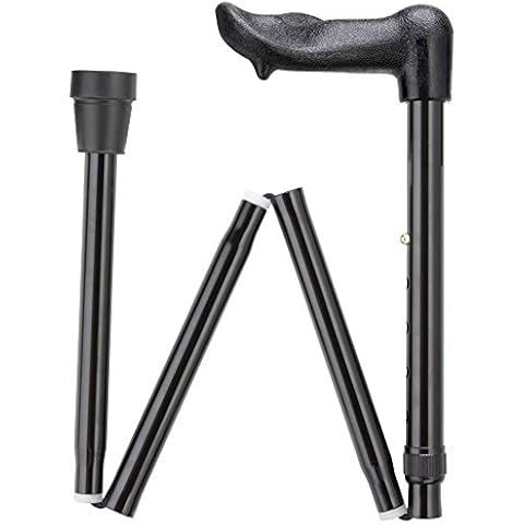 Unisex Molded Palm Grip Folding Adjustable Aluminum Folding Walking Cane - 33" to 37" (Left Hand Grip, Black) Cover