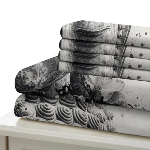 Housse de couette Bouddha 3D microfibre linge de lit méditation 140x200