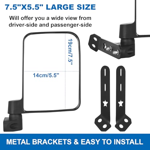 Image of Large Side Mirrors for Polaris General 1000 /4 1000 / XP 1000 / XP 4 1000, 2016-2024 Accessories