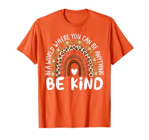 Unity Day Orange Anti Bullying Kids Girls Leopard Rainbow T-Shirt