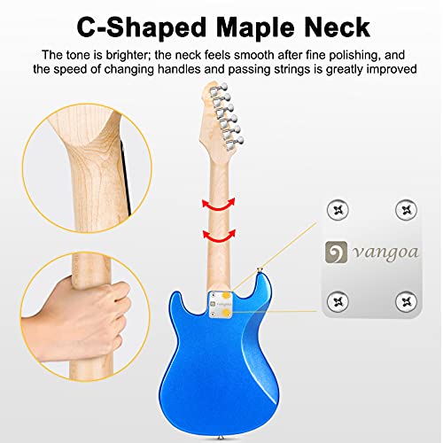 Vangoa 𝐊𝐢𝐝𝐬 𝐄𝐥𝐞𝐜𝐭𝐫𝐢𝐜 𝐆𝐮𝐢𝐭𝐚𝐫, 30 Inch Electric Guitar Starter Kit For Kids Beginners With Digital Tuner, Capo, Strap, Strings, Cable, Picks, Wrenches - Blue #TOP4