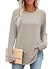 OFEEFAN Womens Fall Fashion 2025 Tunic Tops for Women Dressy Casual Long Sleeve Basic Shirts Travel Outfits Trendy Pullover Sweaters Fall Clothes Deals Khaki M #1
