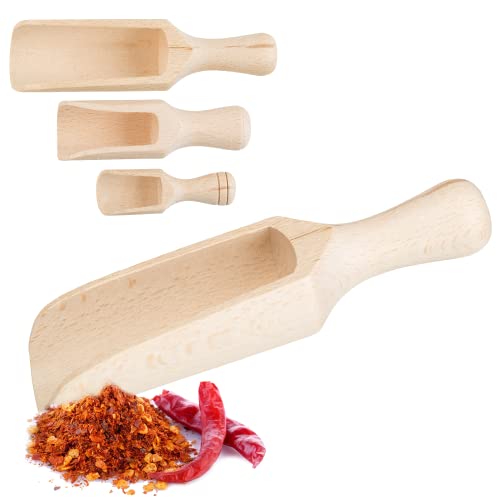 Smart-Planet 3er Set Gewürzschaufel aus Holz in versch. Größen - Abfüllschaufel - Futterschaufel - Holzschaufel für Gewürze, Kaffee, Tiernahrung etc.