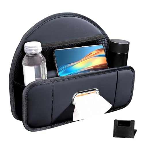 Organiseur de siège arrière | Boîte de rangement en cuir synthétique | Organiseur d'appui-tête de siège multifonction pour boissons, collations, téléphone