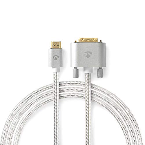 Câble HDMI DVI 2560x1600 cordon tressé 2m argent Nedis