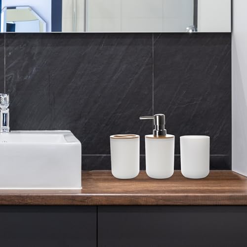 Set de accesorios para baño blanco con diseño compacto minimalista 8
