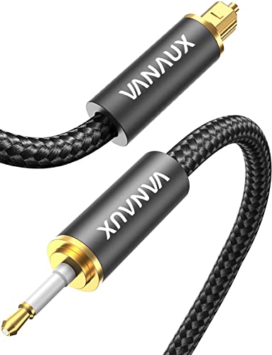 VANAUX Toslink to Mini Toslink Optical Audio Cable 24K Gold-Plated Digital S/PDIF Fiber Optic Cables for Home Theater, Sound Bar,TVs/Amplifiers/Hi-Fi Systems – Black(5Feet/1.5M)