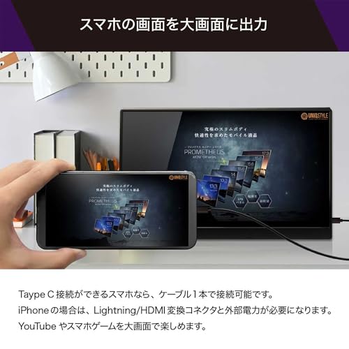 Image of Prometheus-Monitor Premium Smart Portable Monitor 1080P FHD Anti Blue Light Non Glare Screen,Second External Display with Magnetic Cover & Cable, UQ-PM13FHD4F(13.3 inch (Touch Screen))