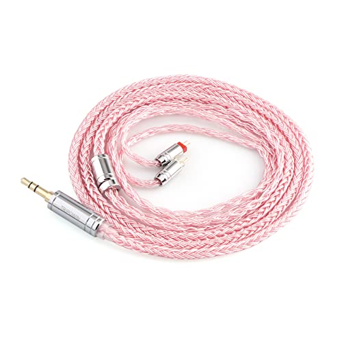 Image of Linsoul Tripowin Zonie IEM Cable, 16 Core Silver Plated Earphone Upgraded Cords, 1.25m SPC in Ear Monitor Cable for ZS10 PRO 2 AS10 PRO ZSN PRO X Wan'er SIMGOT EM6L(Recessed 2pin, 3.5mm)(Pink)