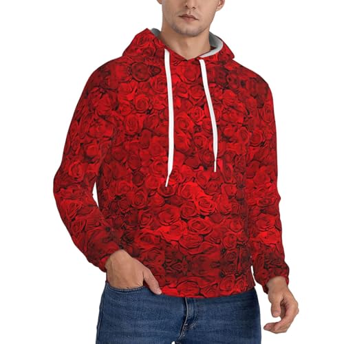 Sweat à capuche Red Rose1 pour homme en polaire décontracté