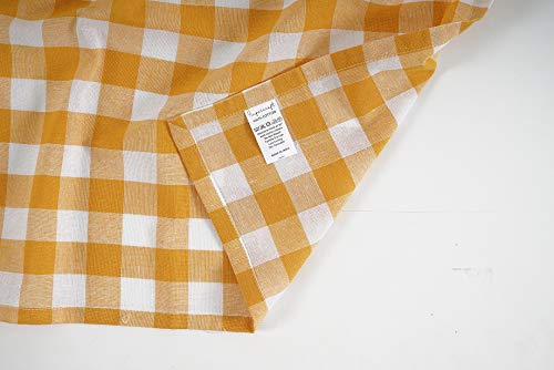 Image of FINGERCRAFT 100% Cotton Cloth Napkins Set of 12 - 20x20 Inch (50x50 cm) Reusable Soft & Absorbent Gingham Check Dinner Table Napkins (Yellow White Check, Set of 12)