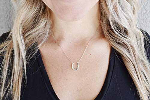 Dote Lucky Horseshoe Pendant Genuine .925 Sterling Silver Necklace 16-18 Adjustable Chain4