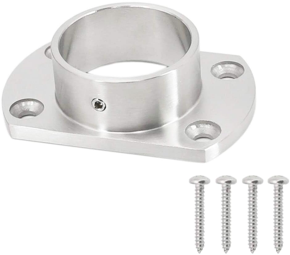 Top Hardware Stainless Steel 316 Oblong Base Flange for 2"" OD Round Tube Post, 4 Pieces, brush