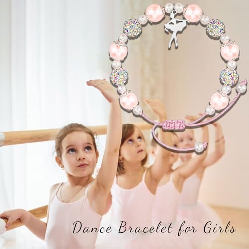 MollyQueen Dance Recital Gifts Dance Bracelet Dancer Gifts，Pink Ballet Dance Bracelet Jewelry，Dance Lovers Gift，Dance Inspirational Gifts Never Miss a Chance to Dance2