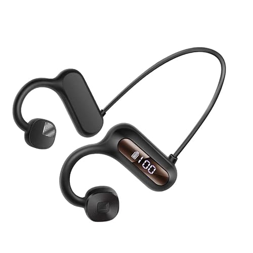 Open Ear Headphones Wireless Bluetooth 5.3 Air Conduction Headphones With With Built-In Mic, 30Hrs Sports Headset With Power Display Hifi Stereo Sound Earphones For Running, Cycling, Workouts (Black) #TOP30