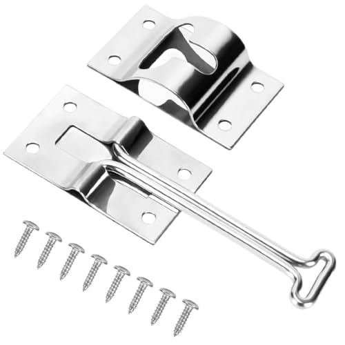 Quweiz 4 Inches T Style Entry Door Latch Hardware Trailer Cargo Catch Hardware Camper Exterior Door Hold Hook & Keeper Trailer Door Latch