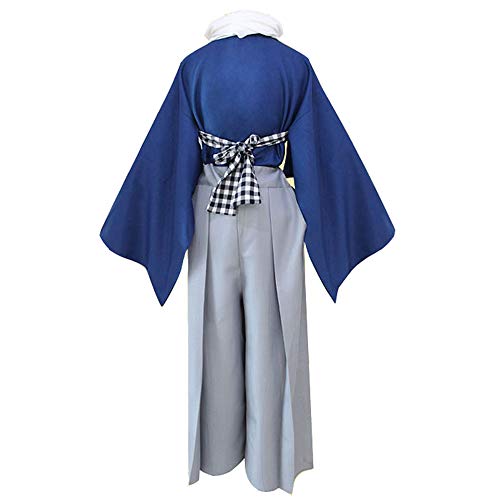 Djf Men's Kendo Hakama Aikido Japanese Samurai Costume Judo Martial Arts Uniform (Blue, M) #TOP3