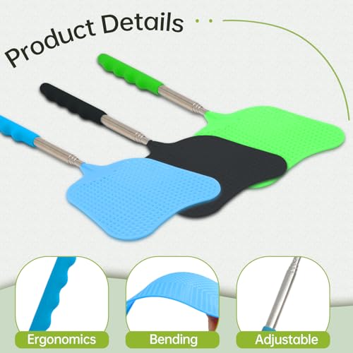 image for Bonsicoky 3 Pack Fly Swatters Set - Plastic Fly Swatters Heavy Duty - 